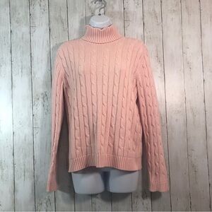 Chaps Classic Pink Cable Knit Turtle Sweater Medium